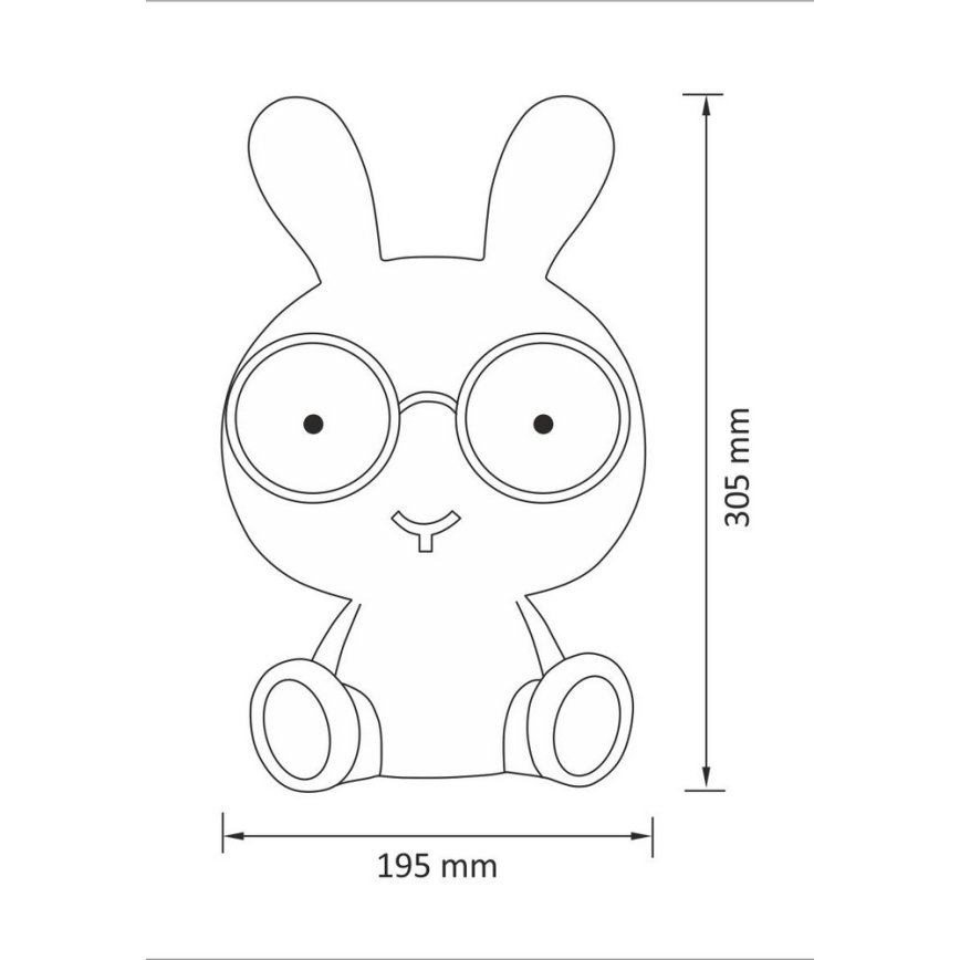LED Aptumšojama bērnu nakts lampiņa LED/2,5W, zaķītis, rozā