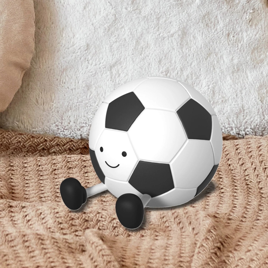 LED Aptumšojama bērnu skārienvadāma lampa FOOTBALL LED/2W/5V USB 1200 mAh balta/melna