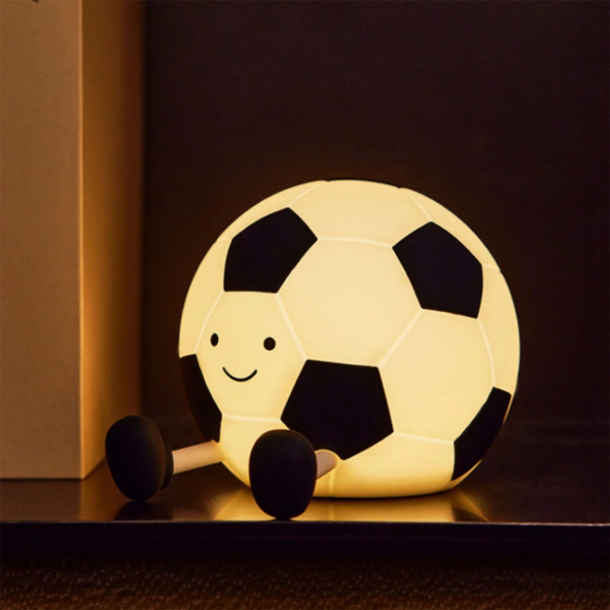 LED Aptumšojama bērnu skārienvadāma lampa FOOTBALL LED/2W/5V USB 1200 mAh balta/melna