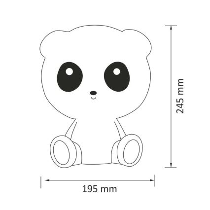 LED Aptumšojama bērnu skārienvadāma lampa PANDA LED/2,5W/3,7V 1200 mAh