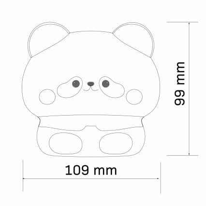 LED Aptumšojama bērnu skārienvadāma lampa PANDA LED/2W/3,7V 1200 mAh