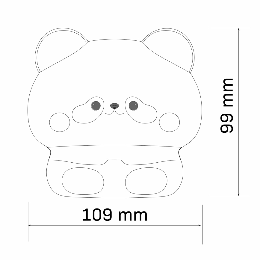 LED Aptumšojama bērnu skārienvadāma lampa PANDA LED/2W/3,7V 1200 mAh