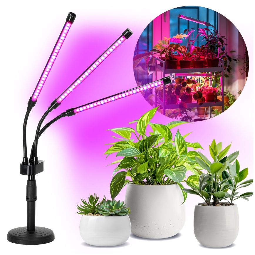 LED Aptumšojama flexible galda lampa augu audzēšanai VITARO 3xLED/10W/230V melna
