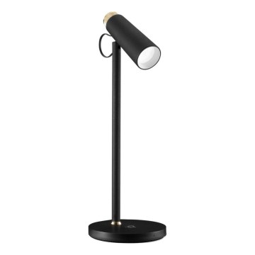 LED Aptumšojama galda lampa ar bezvadu Qi lādētāju TIT LED/12W/230V melna