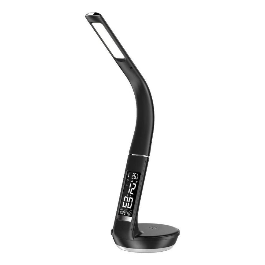 LED Aptumšojama galda lampa ar bezvadu uzlādi Qi 5W un ekrāns LED/6W/230V/1xCR2032 3000/4000/6000K melna