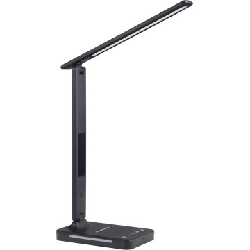 LED Aptumšojama galda lampa ar bezvadu uzlādi QI, ekrāns un USB ports LED/7W/230V 3000-6000K melna