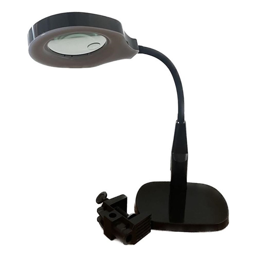 LED Aptumšojama galda lampa ar bifokālo palielināmo stiklu LED/6W/230V 6000-7000K melna