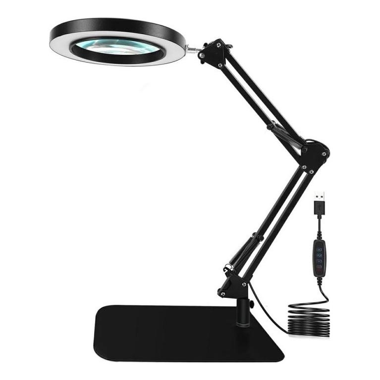 LED Aptumšojama galda lampa ar palielināmo stiklu LED/11W/5V 3000-6000K melna