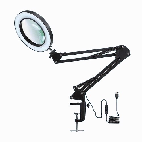 LED Aptumšojama galda lampa ar palielināmo stiklu LED/22W/5V 4000-6000K melna