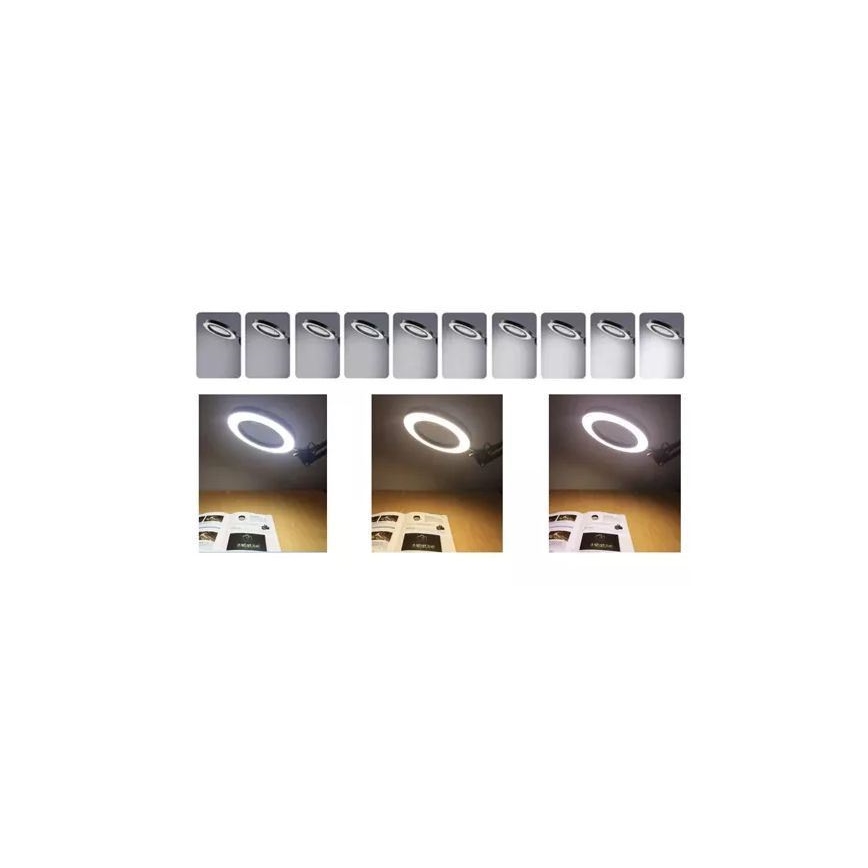 LED Aptumšojama galda lampa ar palielināmo stiklu LED/6W/5V 3000K/4000K/6000K melna