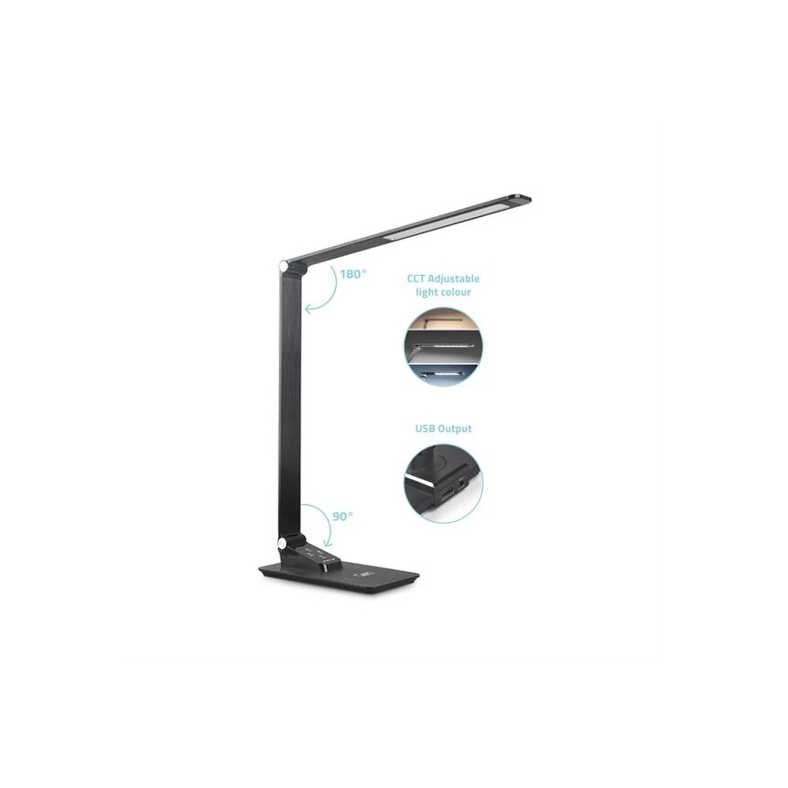 LED Aptumšojama galda lampa ar USB LED/7W/230V 3000K/4000K/5500K melna