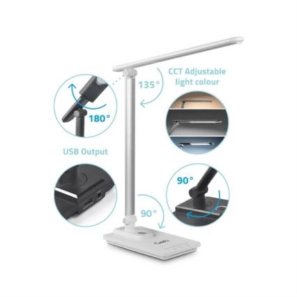LED Aptumšojama galda lampa ar USB LED/9W/230V 3000K/4000K/5500K balta