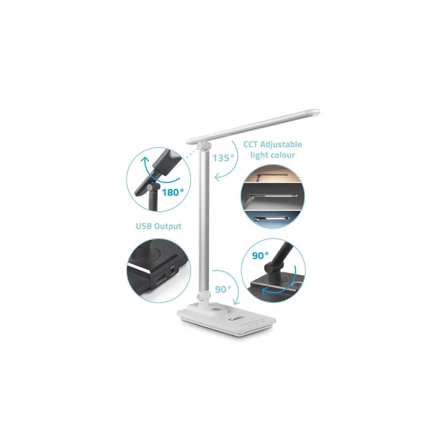 LED Aptumšojama galda lampa ar USB LED/9W/230V 3000K/4000K/5500K balta