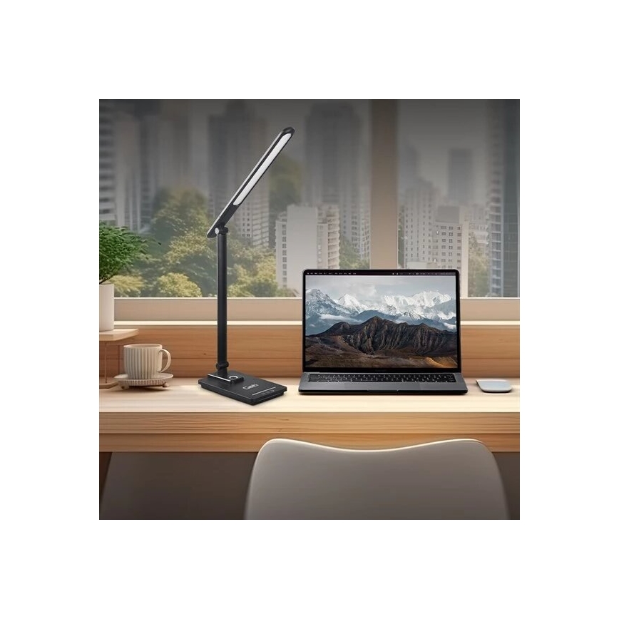 LED Aptumšojama galda lampa ar USB LED/9W/230V 3000K/4000K/5500K melna