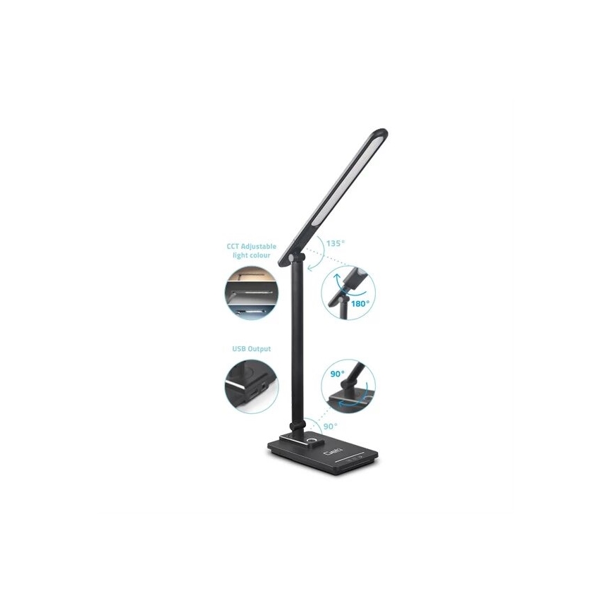 LED Aptumšojama galda lampa ar USB LED/9W/230V 3000K/4000K/5500K melna