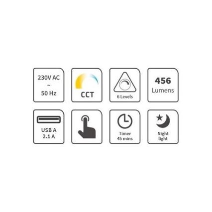 LED Aptumšojama galda lampa ar USB LED/9W/230V 3000K/4000K/5500K melna