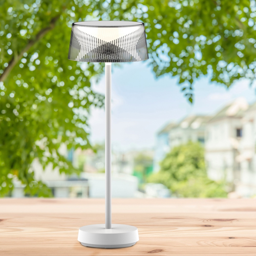 LED Aptumšojama skārienvadāma āra galda lampa CASABLANCA LED/3,4W/5V USB 3600 mAh IP44 balta