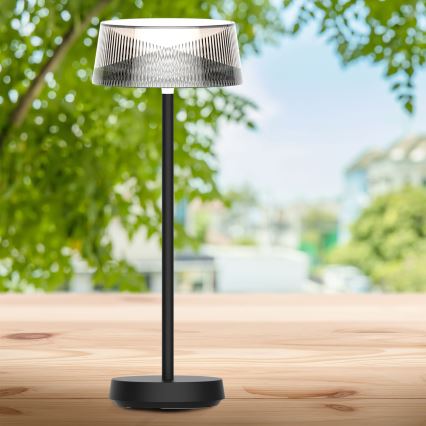 LED Aptumšojama skārienvadāma āra galda lampa CASABLANCA LED/3,4W/5V USB 3600 mAh IP44 melna