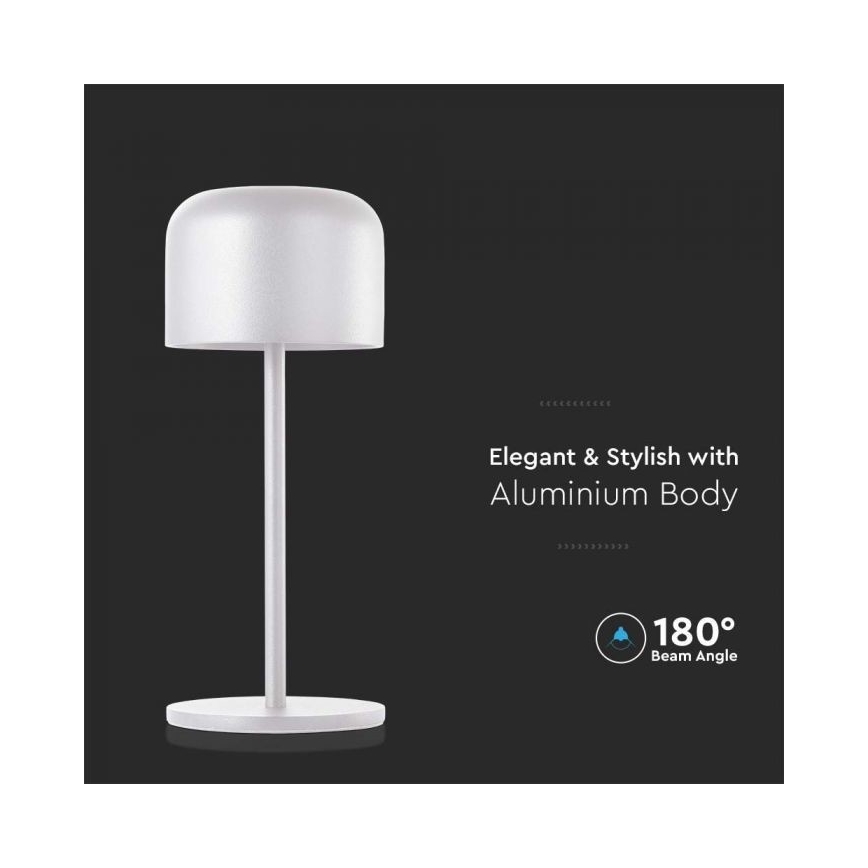 LED Aptumšojama uzlādējama skārienvadāma galda lampa LED/1,5W/5V 2700-5700K IP54 2200 mAh balta