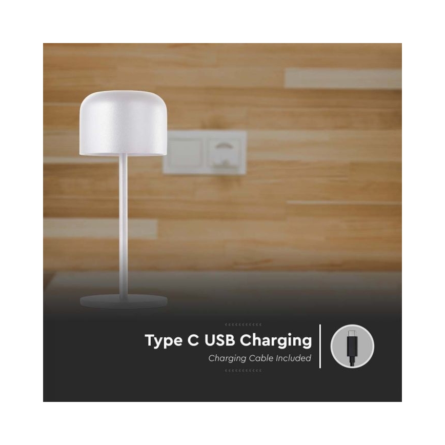 LED Aptumšojama uzlādējama skārienvadāma galda lampa LED/1,5W/5V 2700-5700K IP54 2200 mAh balta