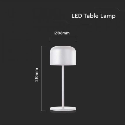 LED Aptumšojama uzlādējama skārienvadāma galda lampa LED/1,5W/5V 2700-5700K IP54 2200 mAh balta