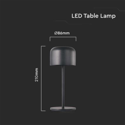 LED Aptumšojama uzlādējama skārienvadāma galda lampa LED/1,5W/5V 2700-5700K IP54 2200 mAh melna