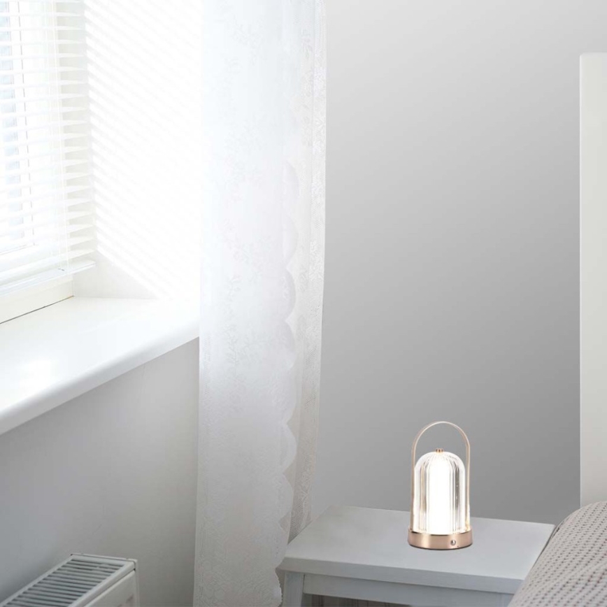 LED Aptumšojama uzlādējama skārienvadāma galda lampa LED/1W/5V 3000-6000K 1800 mAh varš