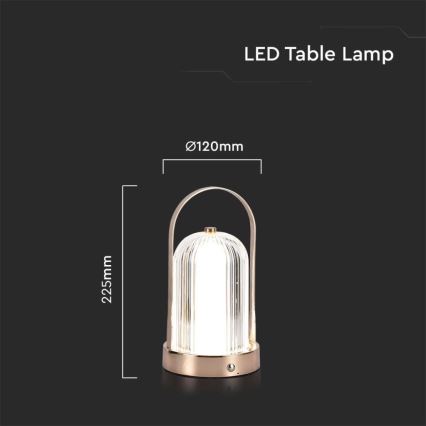 LED Aptumšojama uzlādējama skārienvadāma galda lampa LED/1W/5V 3000-6000K 1800 mAh varš