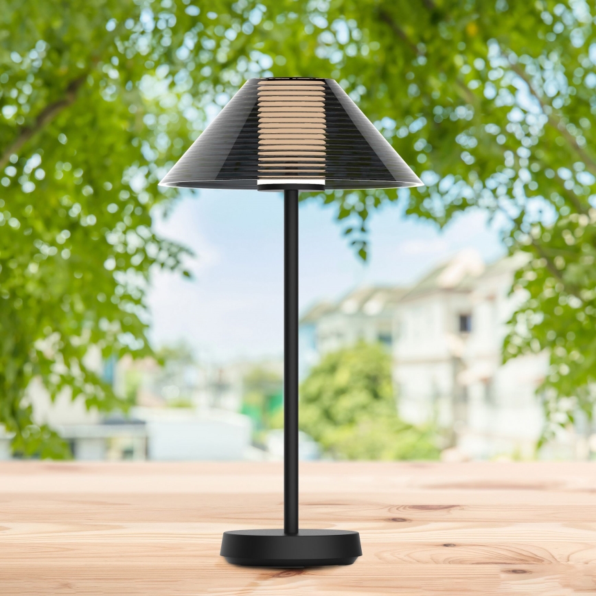 LED Aptumšojama skārienvadāma āra galda lampa SERENGETI LED/3,4W/5V USB 3600 mAh IP44 melna