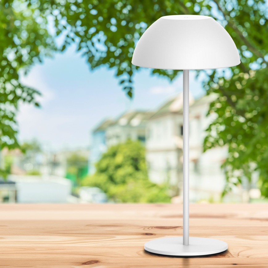 LED Aptumšojama skārienvadāma āra galda lampa TANZANIA LED/1,8W/5V USB 1800 mAh IP44 balta