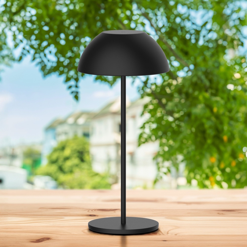 LED Aptumšojama skārienvadāma āra galda lampa TANZANIA LED/1,8W/5V USB 1800 mAh IP44 melna