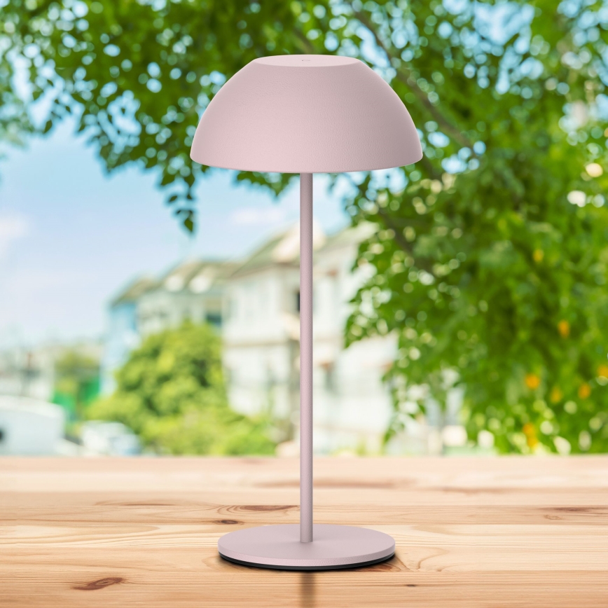 LED Aptumšojama skārienvadāma āra galda lampa TANZANIA LED/1,8W/5V USB 1800 mAh IP44 rozā