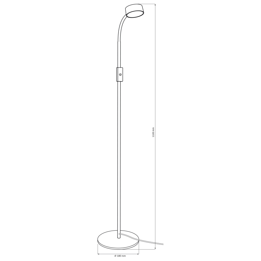 LED Aptumšojama skārienvadāma grīdas stāvlampa BRUNO LED/3W/230V 3000/4000/6500K melna