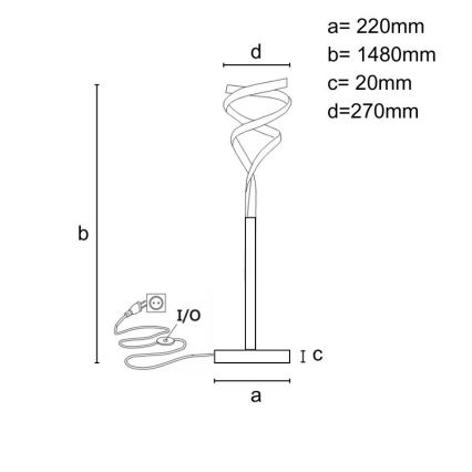 LED Aptumšojama grīdas stāvlampa LED/50W/230V 3000-6500K pelēka + tālvadības pults