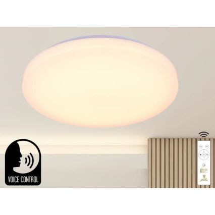 LED Aptumšojama griestu lampa ar balss vadību OPAL LED/48W/230V 2700-6500K balta + tālvadības pults