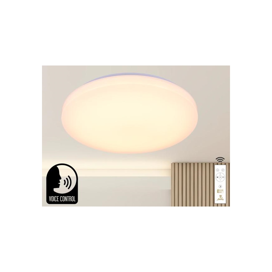 LED Aptumšojama griestu lampa ar balss vadību OPAL LED/48W/230V 2700-6500K balta + tālvadības pults