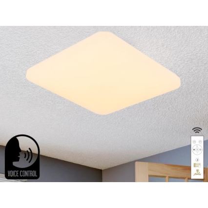 LED Aptumšojama griestu lampa ar balss vadību OPAL LED/48W/230V 2700-6500K balta + tālvadības pults