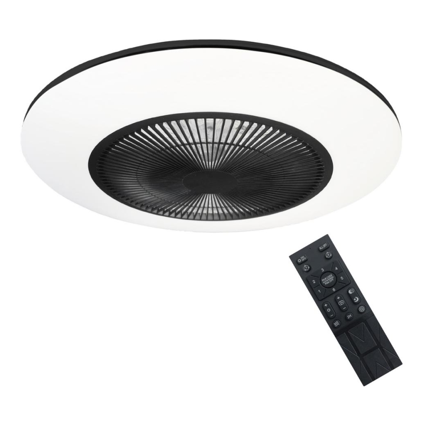 LED Aptumšojama griestu lampa ar ventilatoru ARIA LED/38W/230V melna/balta + tālvadības pults