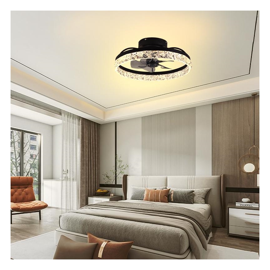 LED Aptumšojama griestu lampa ar ventilatoru LED/35W/230V 3000-6500K melna + tālvadības pults
