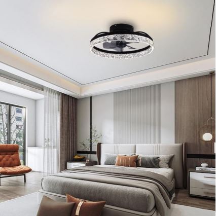 LED Aptumšojama griestu lampa ar ventilatoru LED/35W/230V 3000-6500K melna + tālvadības pults