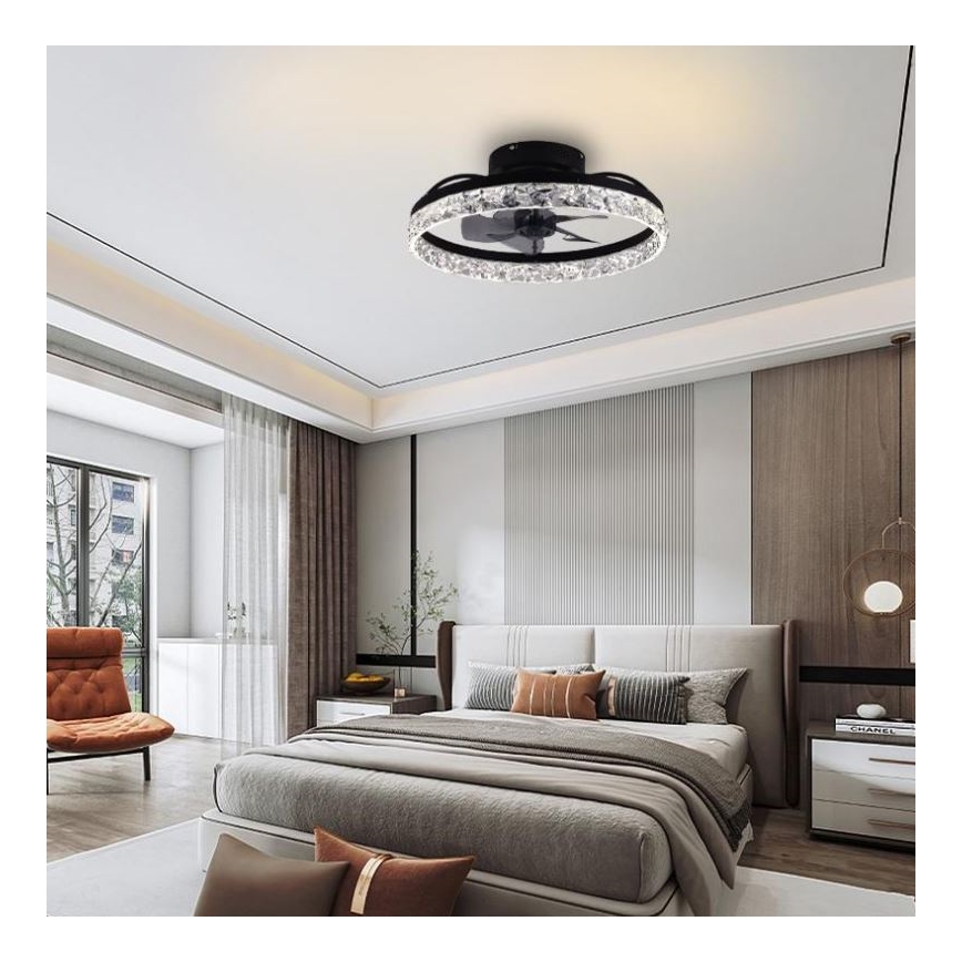 LED Aptumšojama griestu lampa ar ventilatoru LED/35W/230V 3000-6500K melna + tālvadības pults