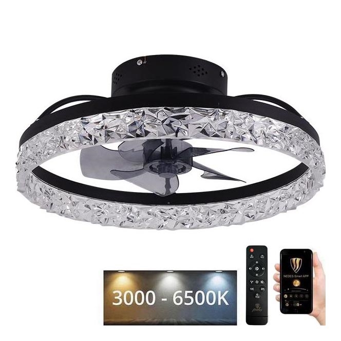 LED Aptumšojama griestu lampa ar ventilatoru LED/35W/230V 3000-6500K melna + tālvadības pults
