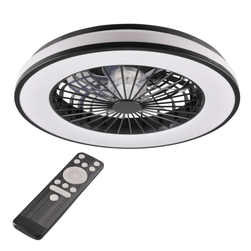 LED Aptumšojama griestu lampa ar ventilatoru LED/48W/230V 3000-6500K melna + tālvadības pults