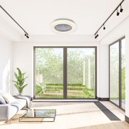 LED Aptumšojama griestu lampa ar ventilatoru LIBYA LED/48W/230V 3000-6500K balta + tālvadības pults