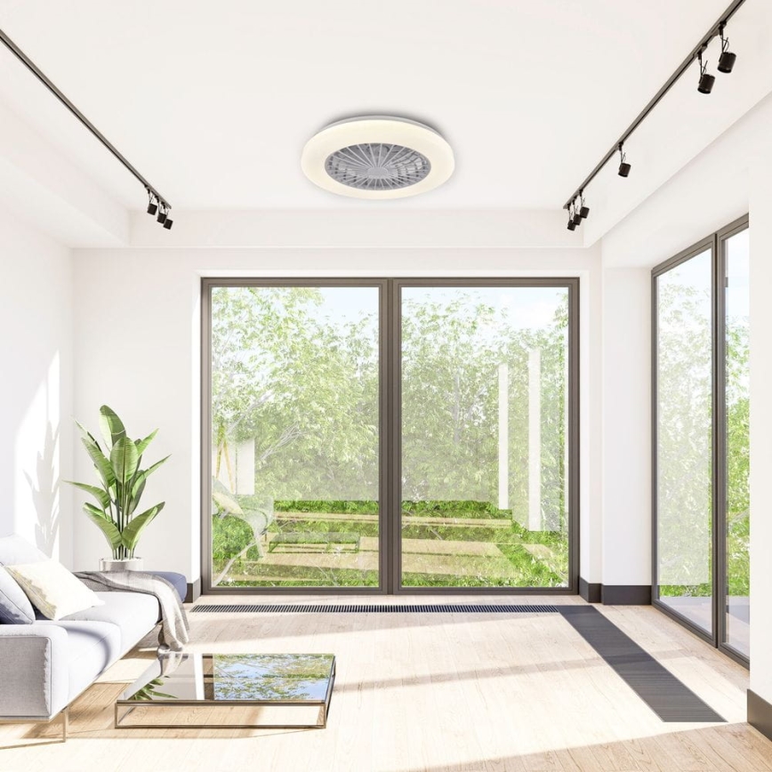 LED Aptumšojama griestu lampa ar ventilatoru LIBYA LED/48W/230V 3000-6500K balta + tālvadības pults