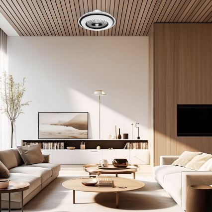 LED Aptumšojama griestu lampa ar ventilatoru ZEPHYR LED/48W/230V 3000-6000K melna + tālvadības pults