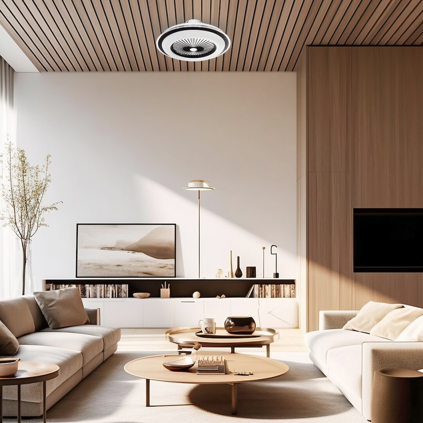 LED Aptumšojama griestu lampa ar ventilatoru ZEPHYR LED/48W/230V 3000-6000K melna + tālvadības pults