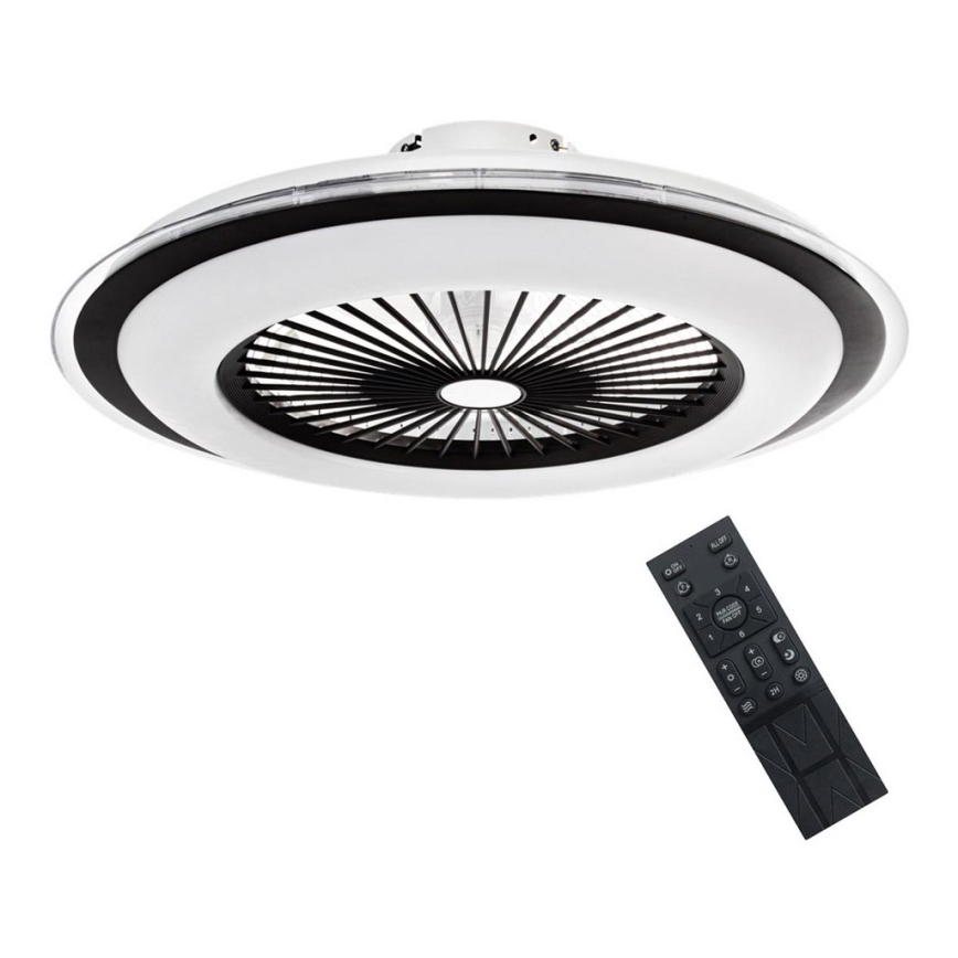 LED Aptumšojama griestu lampa ar ventilatoru ZONDA LED/48W/230V 3000-6000K melna + tālvadības pults