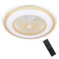 LED Aptumšojama griestu lampa ar ventilatoru ZONDA LED/48W/230V 3000-6000K zelta + tālvadības pults