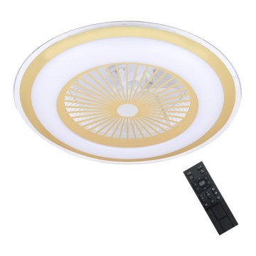 LED Aptumšojama griestu lampa ar ventilatoru ZONDA LED/48W/230V 3000-6000K zelta + tālvadības pults